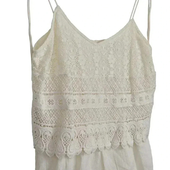 Topshop Romper Crochet Lace V-Neck Cream Ivory Size 8 - Picture 6 of 11